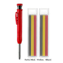 New Solid Carpenter Pencil Set Built-in Sharpener with 6 Refill Leads DeepHole Pencil Marking Tool Kit for Woodworking Architect