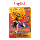 10000HP Arceus Vmax DIY Golden Pokemon Cards in English Iron Metal Pokmo Letters Kids Gift Game Collection Cards