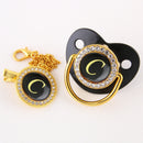 Black Bling Baby Pacifier And Clip Alphabet Letter M Infant Pacifier Gold Letter Unique Name Initials Baby Shower Gift