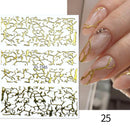 1PC Silver Gold Lines Stripe 3D Nail Sticker Geometric Waved Star Heart Self Adhesive Slider Papers Nail Art Transfer Stickers