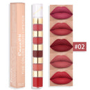 5 In 1 Matte Lipstick Kit Combo Strip Velvet Sexy Red Lip Tint Non-stick Cup Lip Gloss Lip Oil Makeup Lips Cosmetic Set