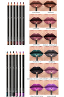 6 12Pcs/Set Waterproof Pencil Lipstick Set Pen Matte Lip Liner Long Lasting Makeup Pens Easy to Wear Non-stick Cup карандаш для