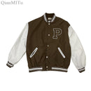 Autumn Winter Fashion Bomber Jackets for Women Streetwear Baseball Uniform Oversized Coat Jackets and Coats Loose student