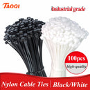 Self-locking plastic nylon tie 100PCS/bag black Zip wraps strap nylon cable tie set 3*100 fastening ring 3X200 Loop Wire Wrap