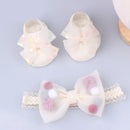 Lovely Pearl Bows Newborn Baby Girl Headband Socks Set Lace Flower Baby Hair Band Turban Baby Little Girl Hair Accessories