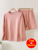 Spring Summer Women's Suit with Shorts Sweatshirt Loose Oversize Green Tracksuit 2 Piece Set Women's Shorts and Top Outfits 2022