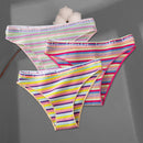 FINETOO 3Pcs/Set Colorful Stripes Panties Women&