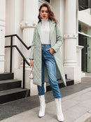 Simplee Long straight winter coat with rhombus pattern Casual sashes women parkas Deep pockets tailored collar stylish outerwear