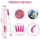 50pcs Reusable Eyelash Brush Tube Disposable Eyelash Wands Eyebrow Brush Replaceable Dust-proof Sparkling Broken Diamond Bottom