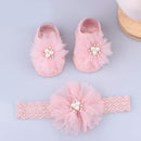 Lovely Pearl Bows Newborn Baby Girl Headband Socks Set Lace Flower Baby Hair Band Turban Baby Little Girl Hair Accessories