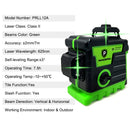 Pracmanu 12 Lines 3D Green Laser Level Horizontal and Vertical Cross Lines with 360°Auto Self-Leveling laser level 1/2 Batteries