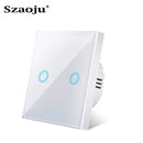 EU Touch Switch Sensor Switches No Neutral Wire Required LED Crystal Glass Panel Wall Lamp Light Switch 1/2/3 Gang AC100-240V