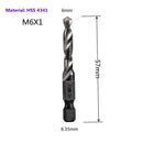 1-6pc M3 M4 M5 M6 M8 M10 Tap Drill Bits 1/4 Hex Shank Machine Hand Taps Titanium Coated HSS Drilling Tap Bits Thread Screw Tools