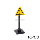 Marumine Traffic Road Sign Light Lamp Block Brick City Street View Accessories Signpost Barrier Speed Limit Indicator Warning