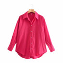 Zevity New Women Simply Candy Color Casual Slim Poplin Shirts Office Ladies Long Sleeve Blouse Roupas Chic Chemise Tops LS9405