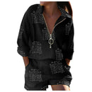 Long Sleeve Shirt & Pocket Design Shorts Set Women&