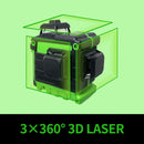 Pracmanu 12 Lines 3D Green Laser Level Horizontal and Vertical Cross Lines with 360°Auto Self-Leveling laser level 1/2 Batteries