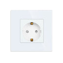Bingoelec Power Socket,16A EU Standard Electrical Outlet 86mm*86mm White Crystal Glass Panel Wall Socket