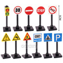 Marumine Traffic Road Sign Light Lamp Block Brick City Street View Accessories Signpost Barrier Speed Limit Indicator Warning
