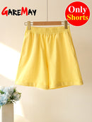 Green Suit Shorts with T-shirt for Women and Top Loose Oversize 100% Cotton Summer Two Piece Set Women Classic Tracksuit Casual