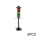 Marumine Traffic Road Sign Light Lamp Block Brick City Street View Accessories Signpost Barrier Speed Limit Indicator Warning