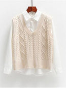 Vest Women Solid Short Loose Trendy Korean Style Sleeveless Knitted V-Neck All-match Female Coats Simple Leisure Outwear ZY5117