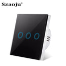 EU Touch Switch Sensor Switches No Neutral Wire Required LED Crystal Glass Panel Wall Lamp Light Switch 1/2/3 Gang AC100-240V