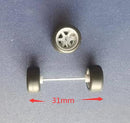 4PCS 1/64 Scale Alloy Car Model 5.2mm/11mm Size Rubber Tires + Wheels + Axles for Modified 1:64 Matchbox/Domeka/HW Model Cars