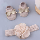 Lovely Pearl Bows Newborn Baby Girl Headband Socks Set Lace Flower Baby Hair Band Turban Baby Little Girl Hair Accessories