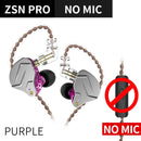 KZ ZSN Pro Wired Earphone 1DD+1BA Hybrid Technology In Ear Headphones HIFI Bass Metal Earplugs Movement Noise Reduction Headset