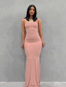 Hugcitar Satin Slip Sleeveless Backless Slim Sexy Maxi Dress 2022 Spring Women Party Y2K Concise Bodycon Elegant Clothing