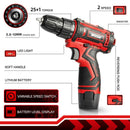 WOSAI 12V Max Electric Screwdriver Cordless Drill Mini Wireless Power Driver DC Lithium-Ion Battery 3/8-Inch 2-Speed