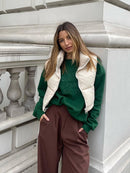 Willshela Women Fashion High Neck Cropped Waistcoat Puff Vest Casual Woman Sleeveless Jacket Chic Lady Winter Warm Outfits
