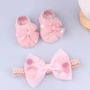 Lovely Pearl Bows Newborn Baby Girl Headband Socks Set Lace Flower Baby Hair Band Turban Baby Little Girl Hair Accessories