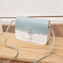Fashion Simply PU Leather Crossbody Bag For Women Solid Color Shoulder Messenger Bag Lady Pendant Pearl Travel Small Handbag