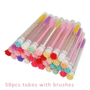 50pcs Reusable Eyelash Brush Tube Disposable Eyelash Wands Eyebrow Brush Replaceable Dust-proof Sparkling Broken Diamond Bottom