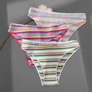 FINETOO 3Pcs/Set Colorful Stripes Panties Women&