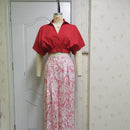 Wefads Womens Two Piece Sets Sexy Mid Sleeve Shirt Elgant Floral Print Wide Leg Pant High Streetwear