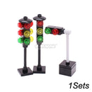 Marumine Traffic Road Sign Light Lamp Block Brick City Street View Accessories Signpost Barrier Speed Limit Indicator Warning