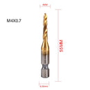 1/6Pcs Tap Drill Bit Set Hex Shank Titanium Plated HSS Screw Thread Bit Screw Machine Compound Tap M3 M4 M5 M6 M8 M10 Hand Tools