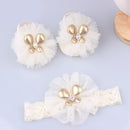 Lovely Pearl Bows Newborn Baby Girl Headband Socks Set Lace Flower Baby Hair Band Turban Baby Little Girl Hair Accessories