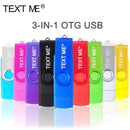 TEXT ME High Speed USB Flash Drive OTG Pen Drive 64GBUsb Stick 32GB 16GB 8GB Pendrive Flash Disk for Android Micro/PC/Car/TV