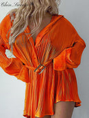 Sexy Green Pleated Women&
