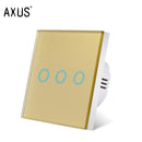 EU Touch Switch Sensor Switches No Neutral Wire Required LED Crystal Glass Panel Wall Lamp Light Switch 1/2/3 Gang AC100-240V