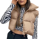Puffy Vest Women Zip Up Stand Collar Sleeveless Lightweight Padded Cropped Puffer Quilted Vest Winter Warm Coat Jacket 2022 New