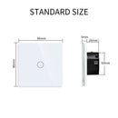 Bingoelec EU AC100-240V Tempered Black White Crystal Glass Touch Switch Panel Wall Light Sensor Button 1Gang 2gang LED Indicator