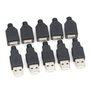 10pcs Type A Male Female USB 4 Pin Plug Socket Connector With Black Plastic Cover Type-A DIY Kits