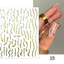 1PC Silver Gold Lines Stripe 3D Nail Sticker Geometric Waved Star Heart Self Adhesive Slider Papers Nail Art Transfer Stickers