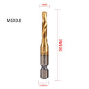 1/6Pcs Tap Drill Bit Set Hex Shank Titanium Plated HSS Screw Thread Bit Screw Machine Compound Tap M3 M4 M5 M6 M8 M10 Hand Tools