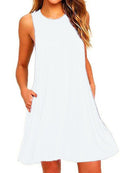 Women Black Blue Summer Dress 2022 Polyester Short Sleeve O-Neck Tops Casual Loose Dress Female Street White Dress Vestidos